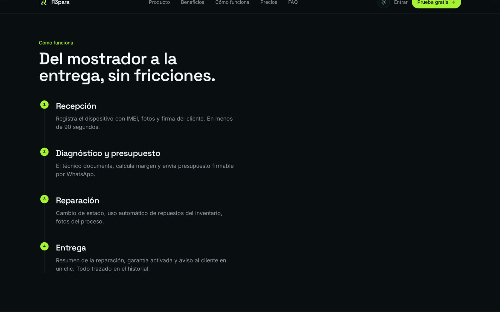 Los cinco pasos del flujo de reparación en R3para